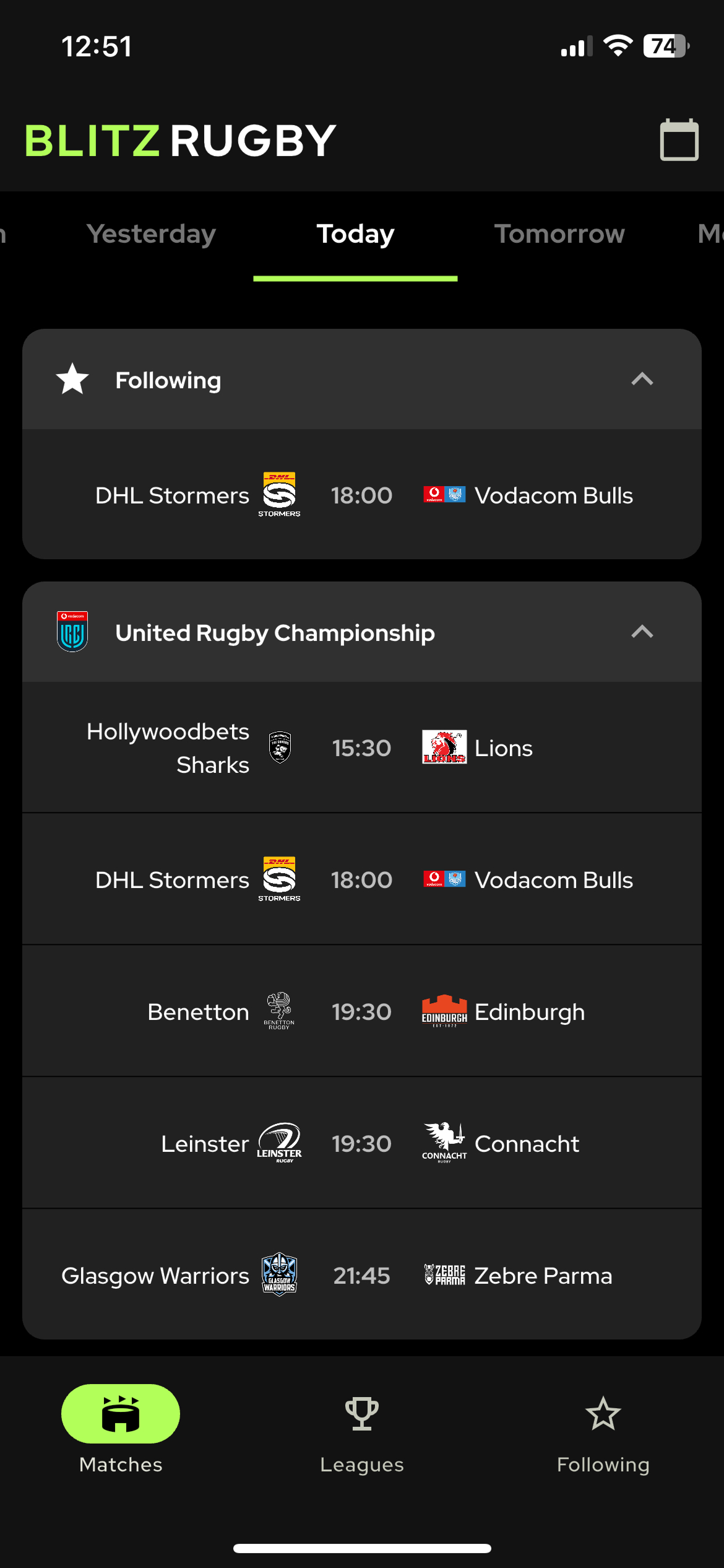 Today's Matches